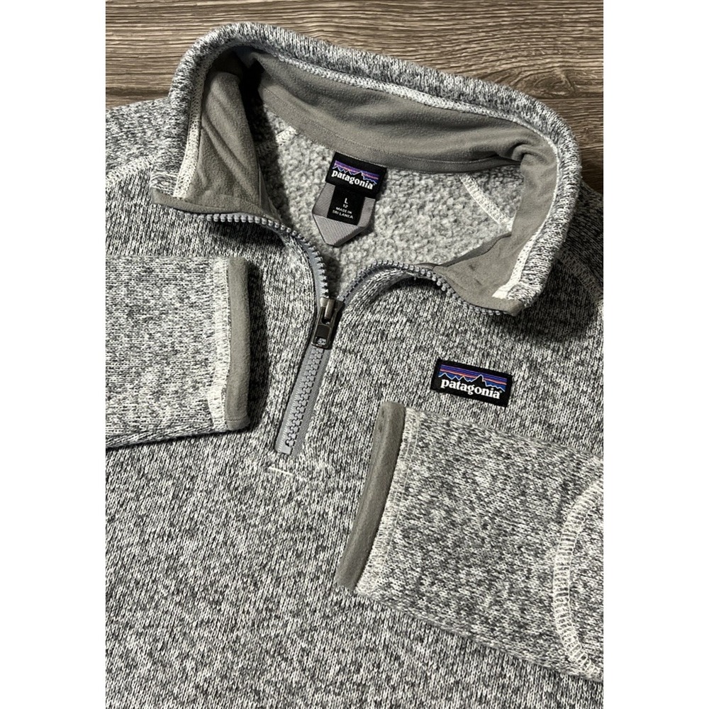 Patagonia Girl's Better Sweater 1/4 Zip Pullover SZ 12 Birch White (HeatherGray)